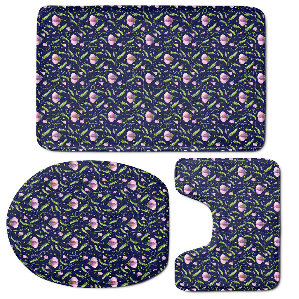 Sweet Pea Floral Pattern Print 3 Piece Bath Mat Set