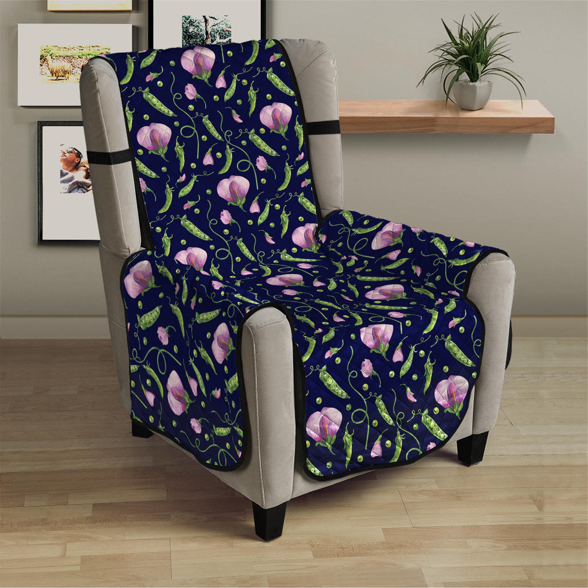 Sweet Pea Floral Pattern Print Armchair Protector