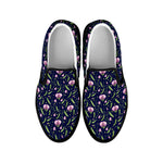 Sweet Pea Floral Pattern Print Black Slip On Shoes