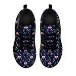 Sweet Pea Floral Pattern Print Black Sneakers