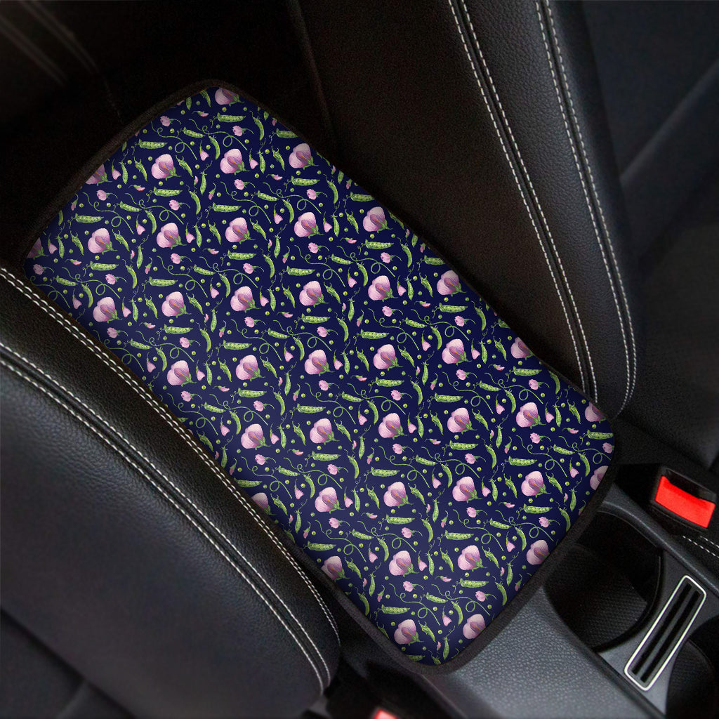 Sweet Pea Floral Pattern Print Car Center Console Cover