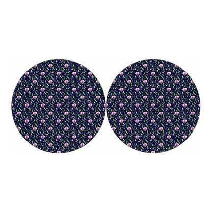 Sweet Pea Floral Pattern Print Car Coasters