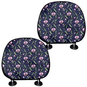 Sweet Pea Floral Pattern Print Car Headrest Covers