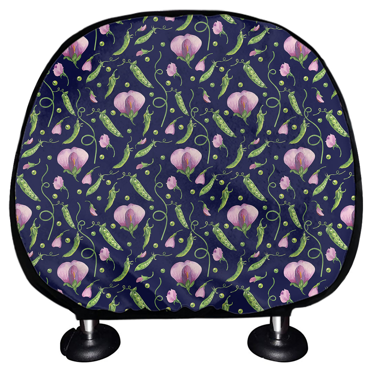 Sweet Pea Floral Pattern Print Car Headrest Covers