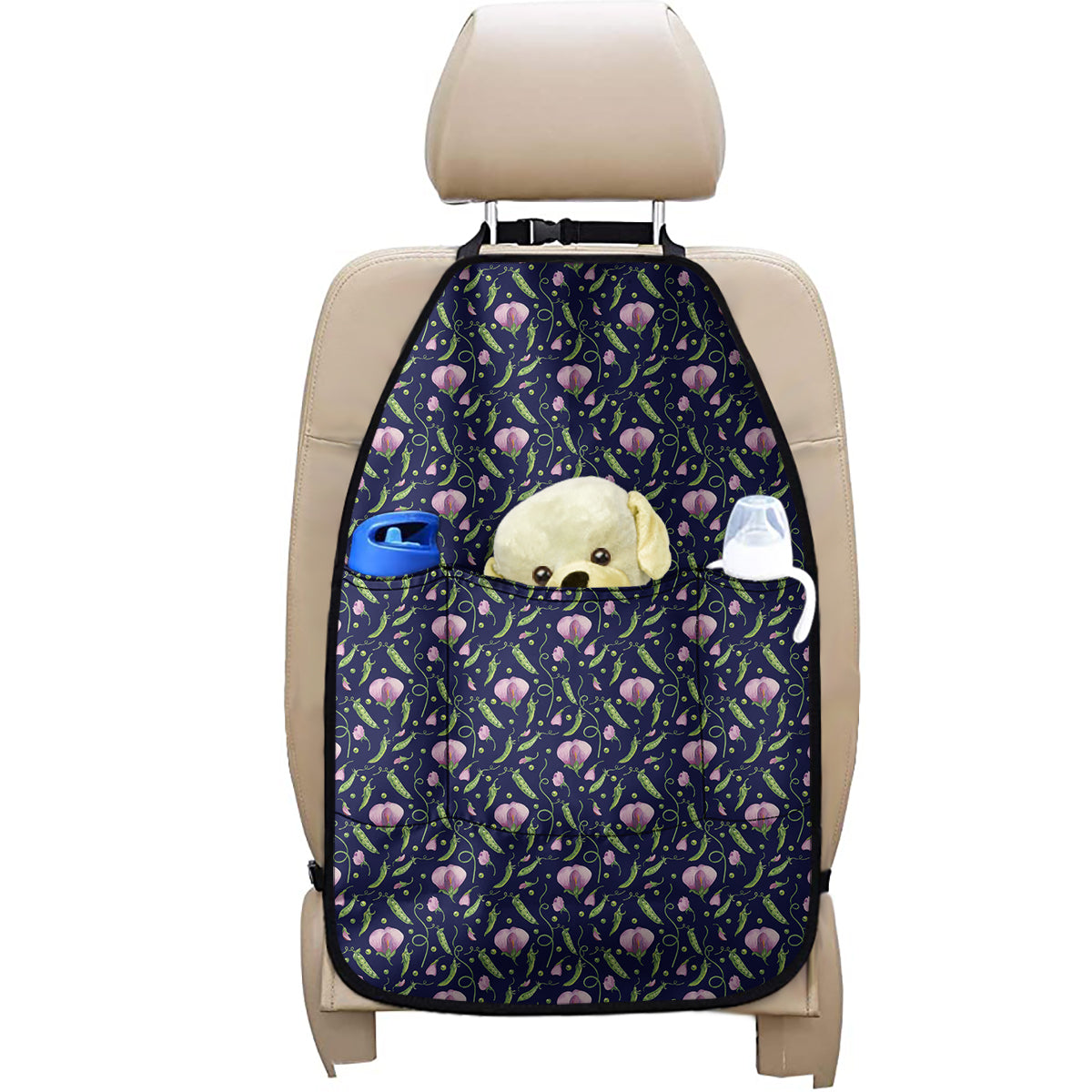 Sweet Pea Floral Pattern Print Car Seat Organizers