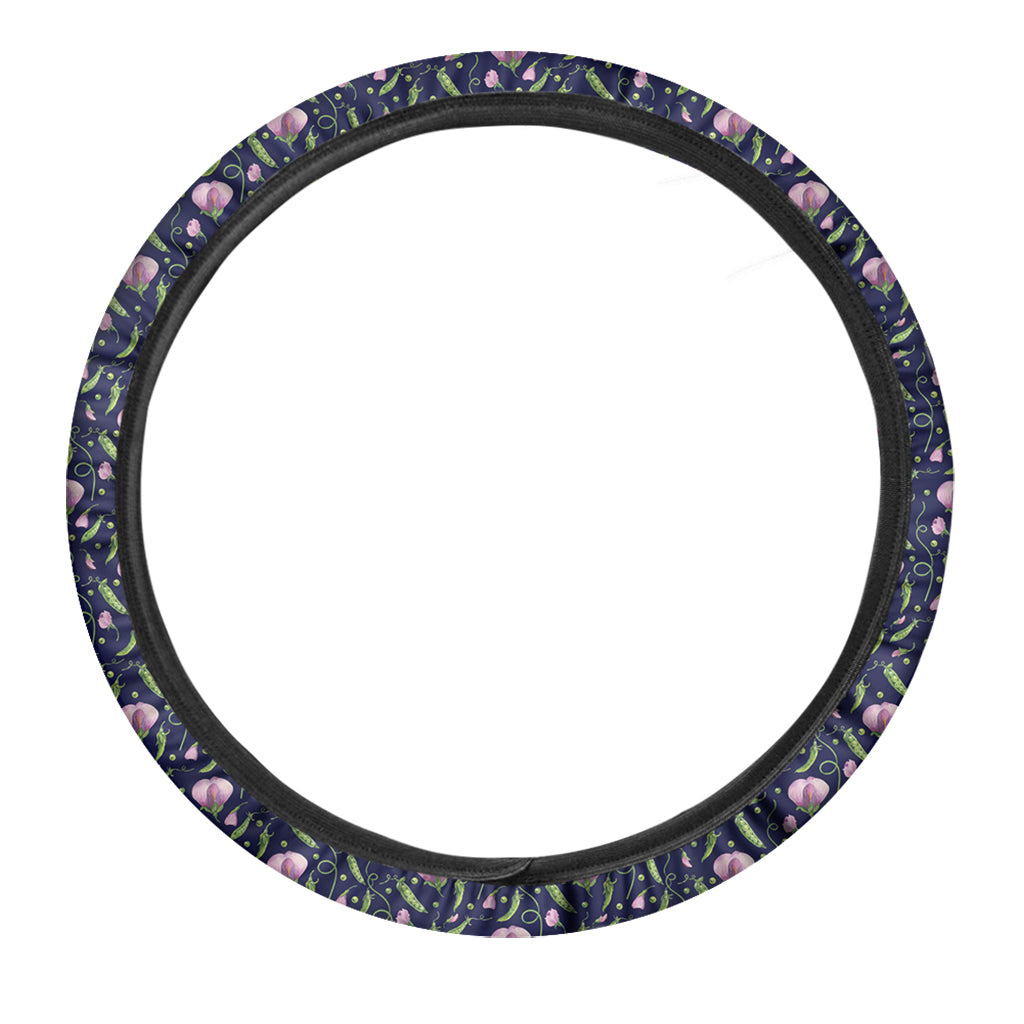 Sweet Pea Floral Pattern Print Car Steering Wheel Cover