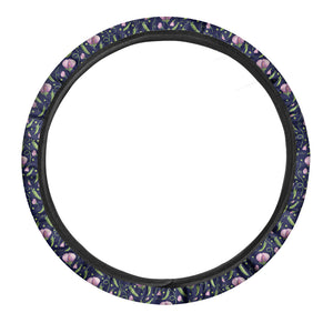 Sweet Pea Floral Pattern Print Car Steering Wheel Cover