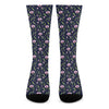 Sweet Pea Floral Pattern Print Crew Socks