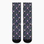 Sweet Pea Floral Pattern Print Crew Socks