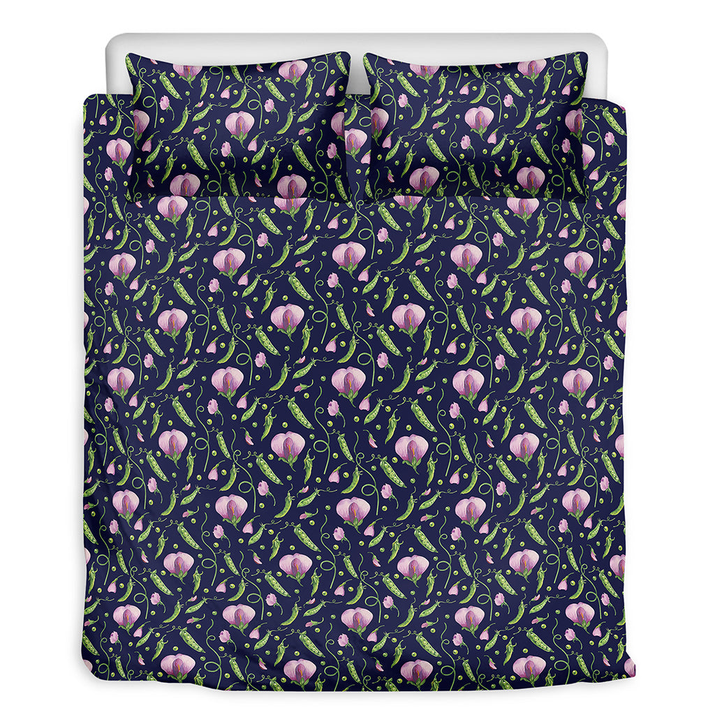 Sweet Pea Floral Pattern Print Duvet Cover Bedding Set