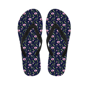 Sweet Pea Floral Pattern Print Flip Flops