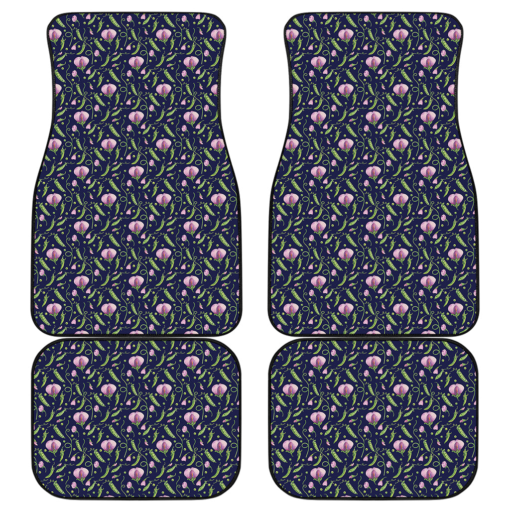 Sweet Pea Floral Pattern Print Front and Back Car Floor Mats