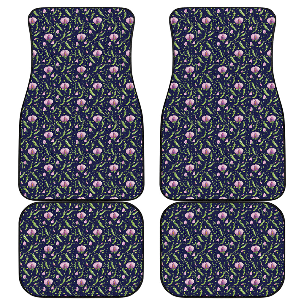 Sweet Pea Floral Pattern Print Front and Back Car Floor Mats