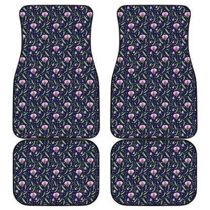 Sweet Pea Floral Pattern Print Front and Back Car Floor Mats