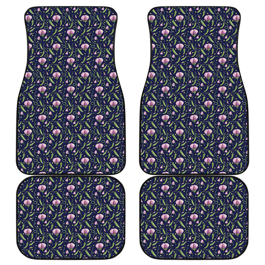 Sweet Pea Floral Pattern Print Front and Back Car Floor Mats