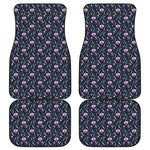 Sweet Pea Floral Pattern Print Front and Back Car Floor Mats