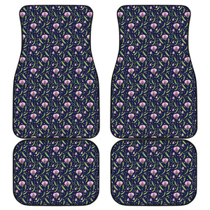 Sweet Pea Floral Pattern Print Front and Back Car Floor Mats