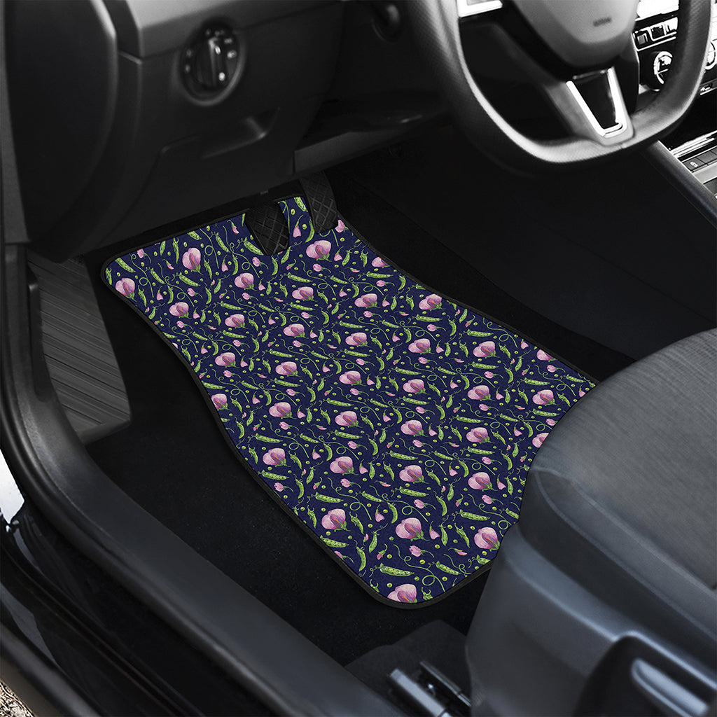 Sweet Pea Floral Pattern Print Front and Back Car Floor Mats