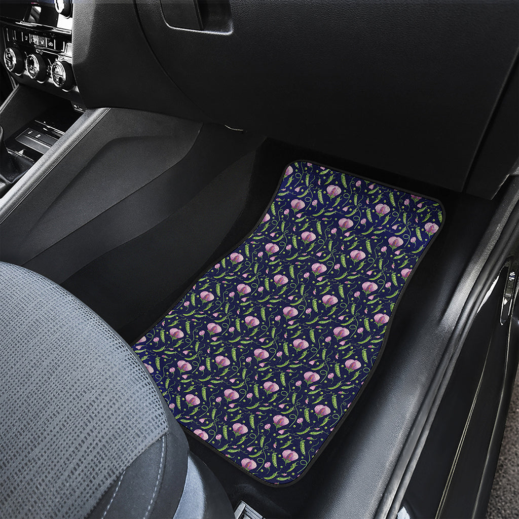 Sweet Pea Floral Pattern Print Front and Back Car Floor Mats