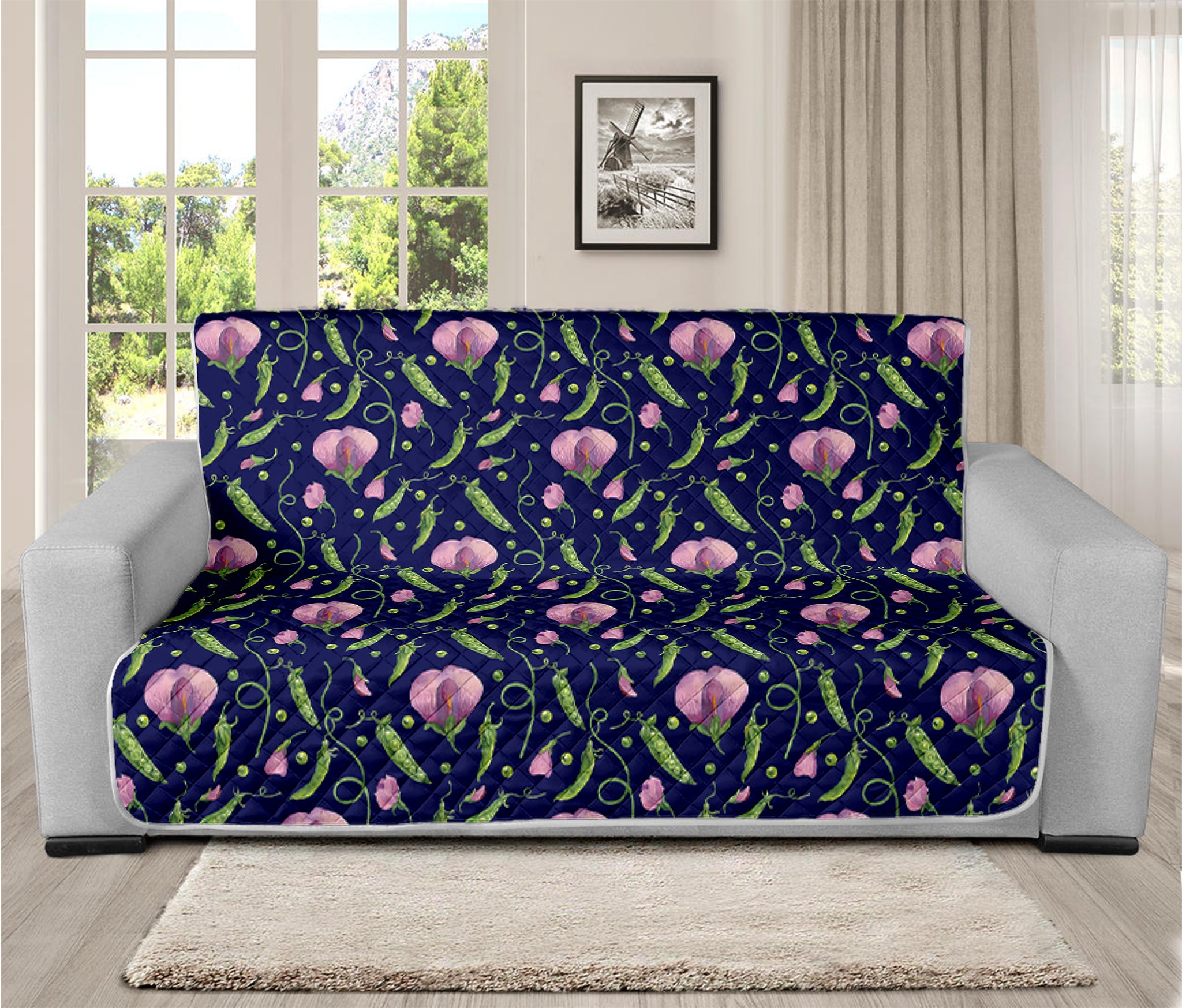 Sweet Pea Floral Pattern Print Futon Protector