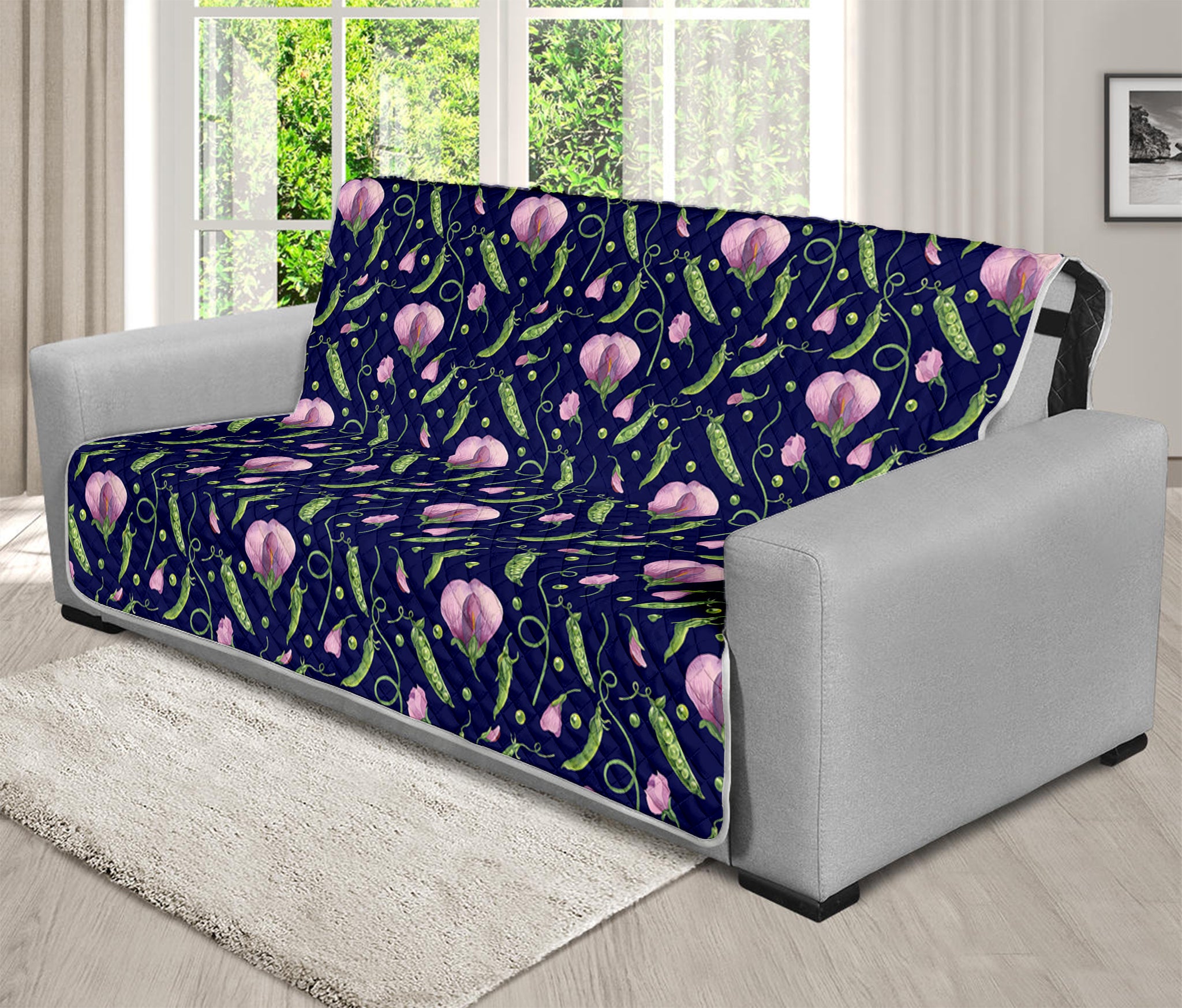 Sweet Pea Floral Pattern Print Futon Protector