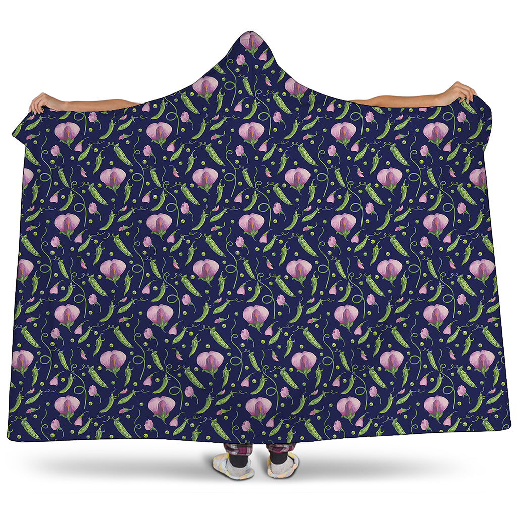 Sweet Pea Floral Pattern Print Hooded Blanket