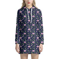 Sweet Pea Floral Pattern Print Pullover Hoodie Dress