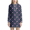 Sweet Pea Floral Pattern Print Hoodie Dress