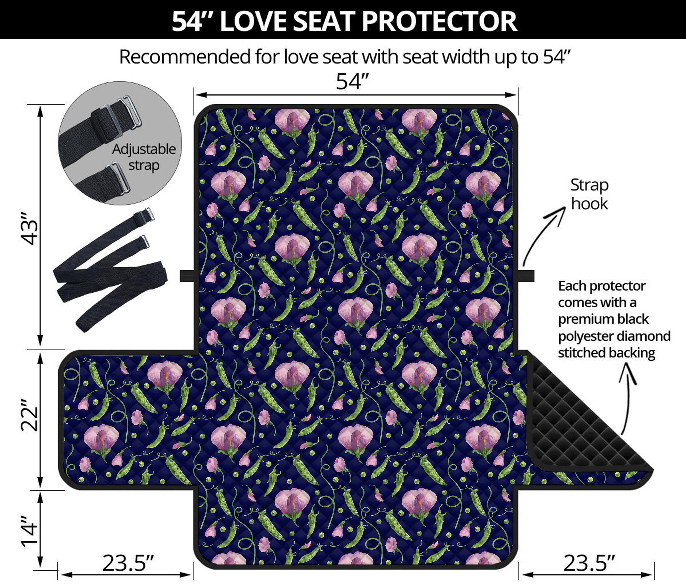 Sweet Pea Floral Pattern Print Loveseat Protector