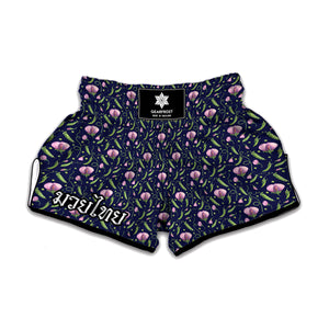 Sweet Pea Floral Pattern Print Muay Thai Boxing Shorts