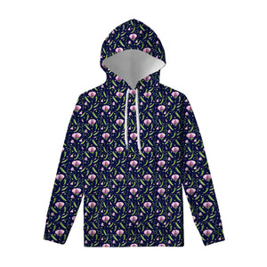 Sweet Pea Floral Pattern Print Pullover Hoodie