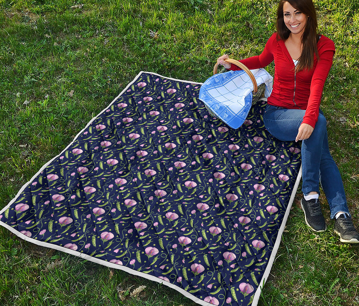 Sweet Pea Floral Pattern Print Quilt