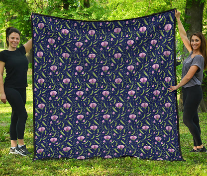 Sweet Pea Floral Pattern Print Quilt