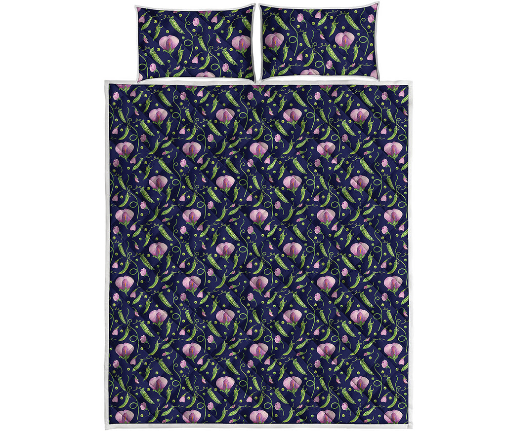 Sweet Pea Floral Pattern Print Quilt Bed Set