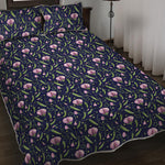 Sweet Pea Floral Pattern Print Quilt Bed Set