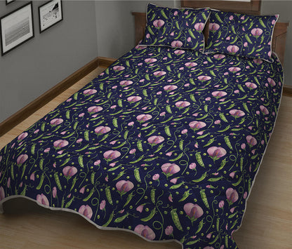 Sweet Pea Floral Pattern Print Quilt Bed Set