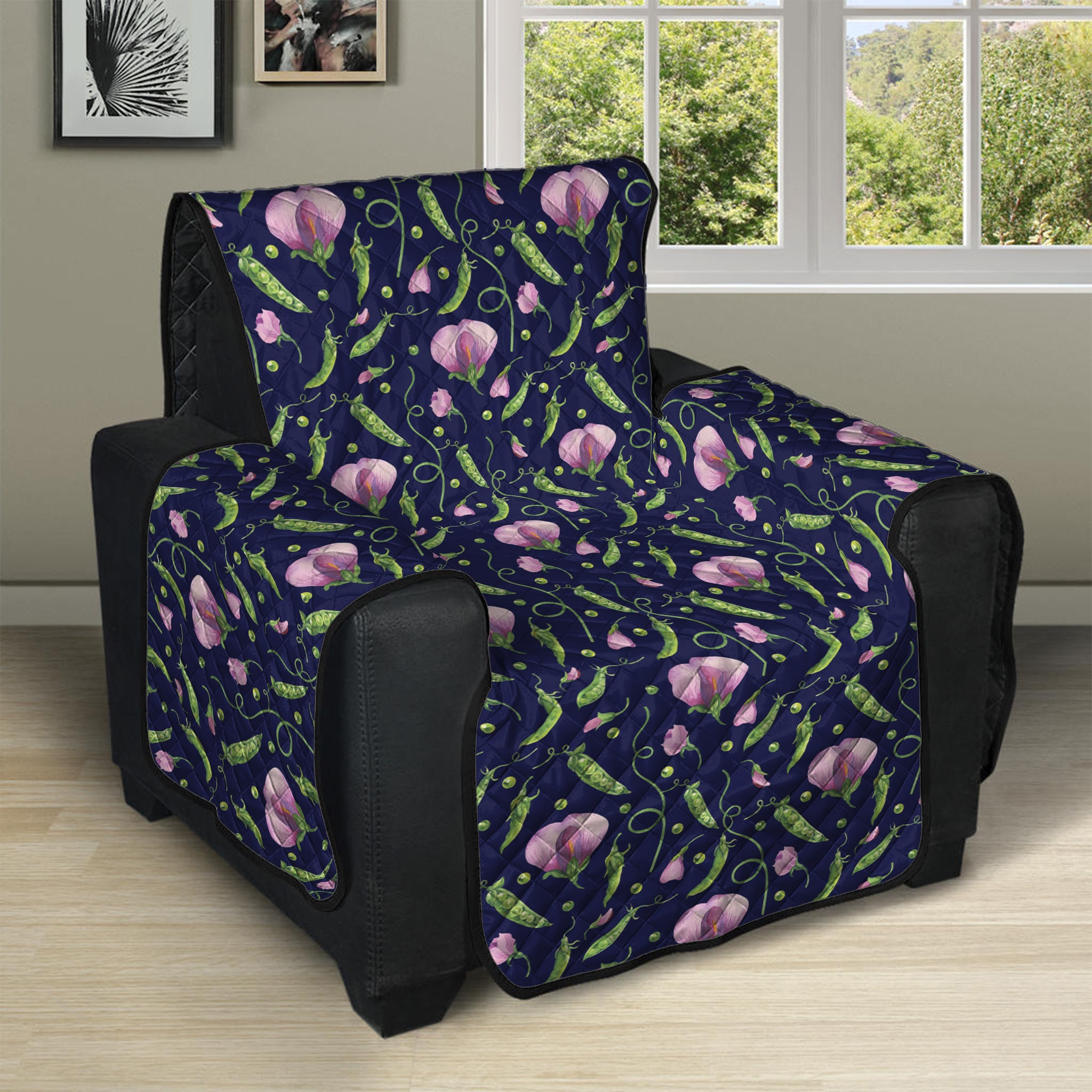 Sweet Pea Floral Pattern Print Recliner Protector