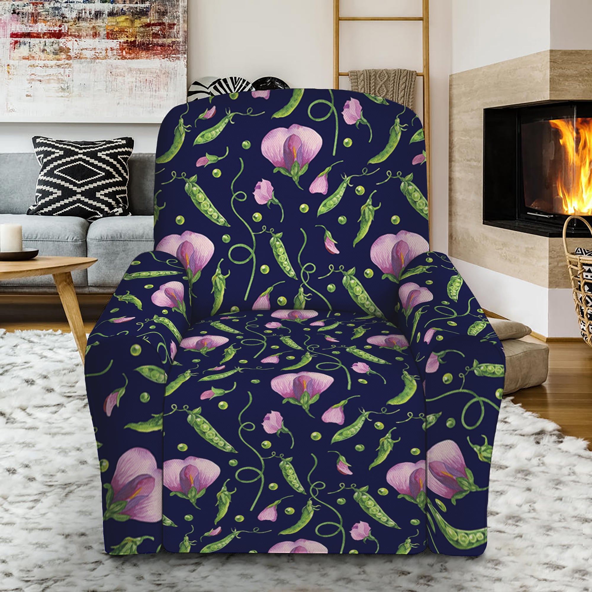 Sweet Pea Floral Pattern Print Recliner Slipcover