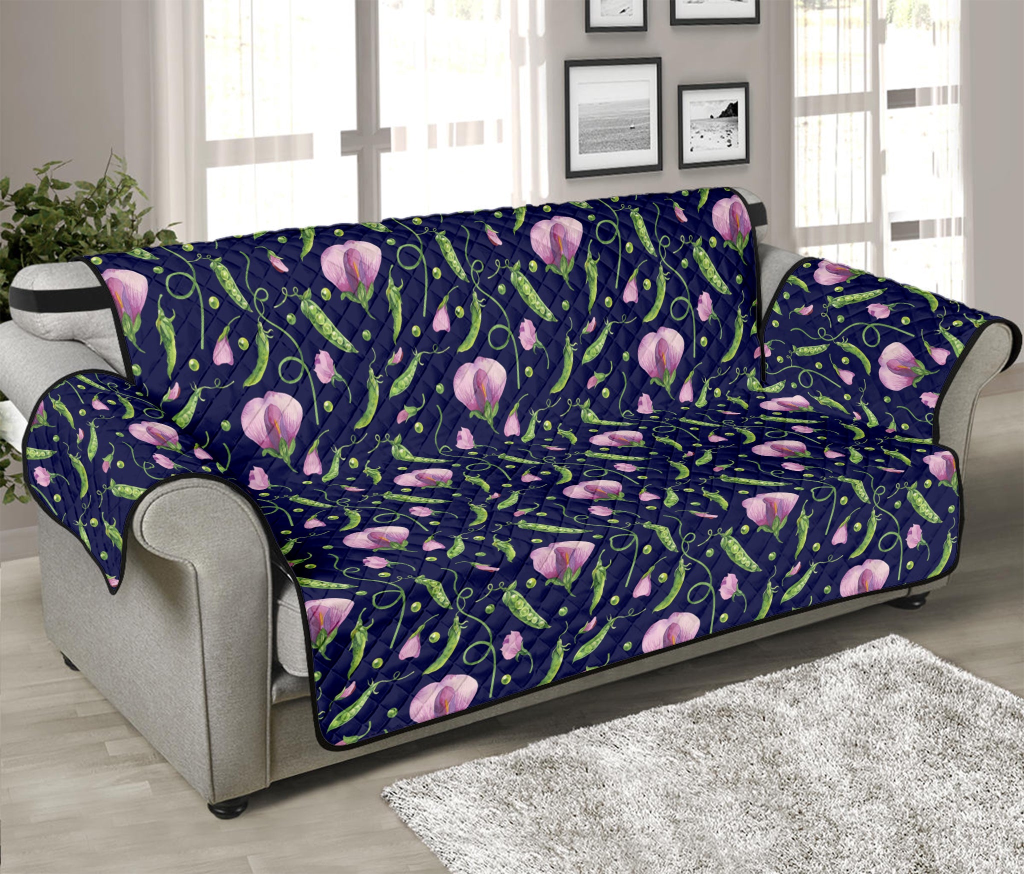 Sweet Pea Floral Pattern Print Sofa Protector