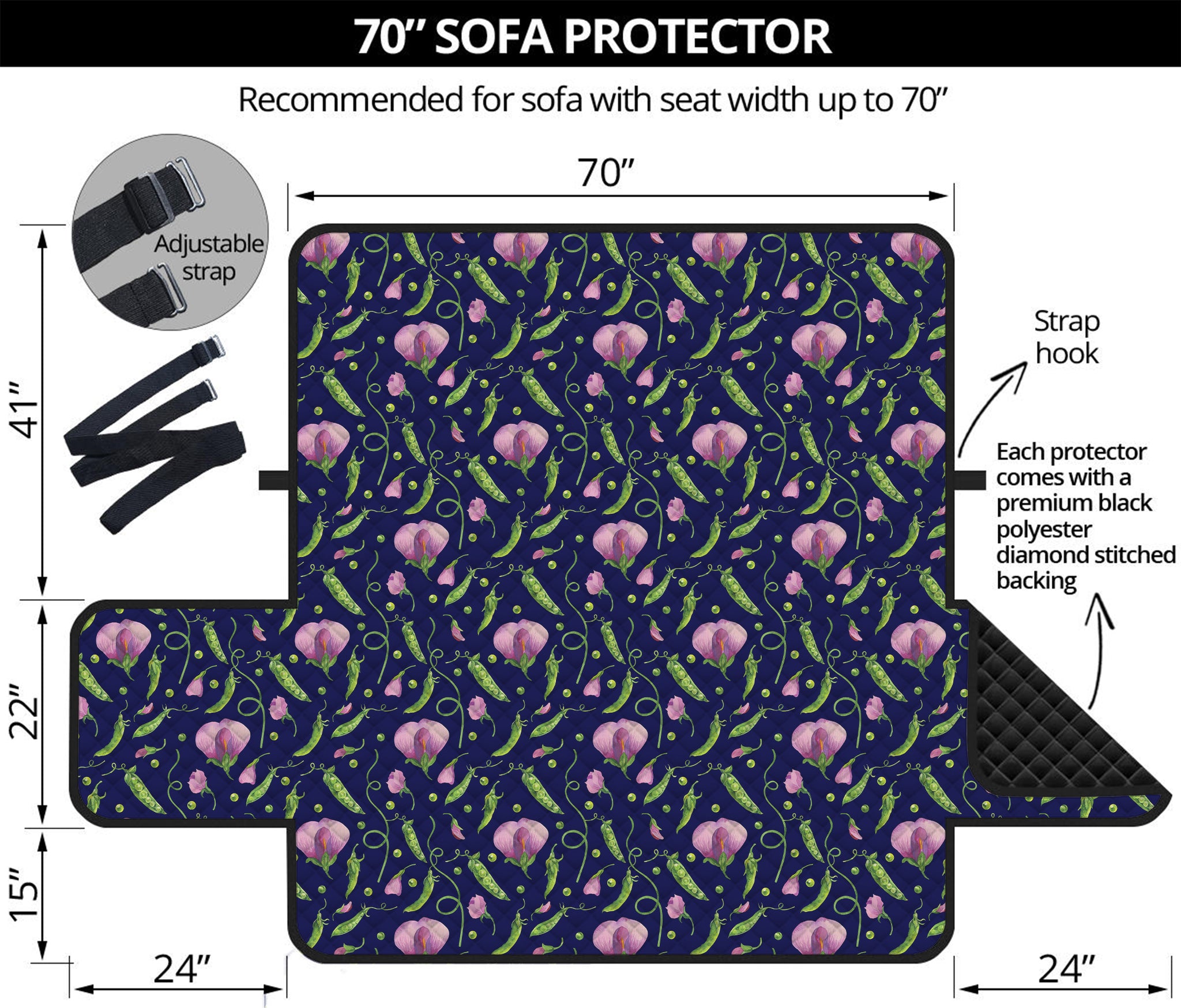 Sweet Pea Floral Pattern Print Sofa Protector