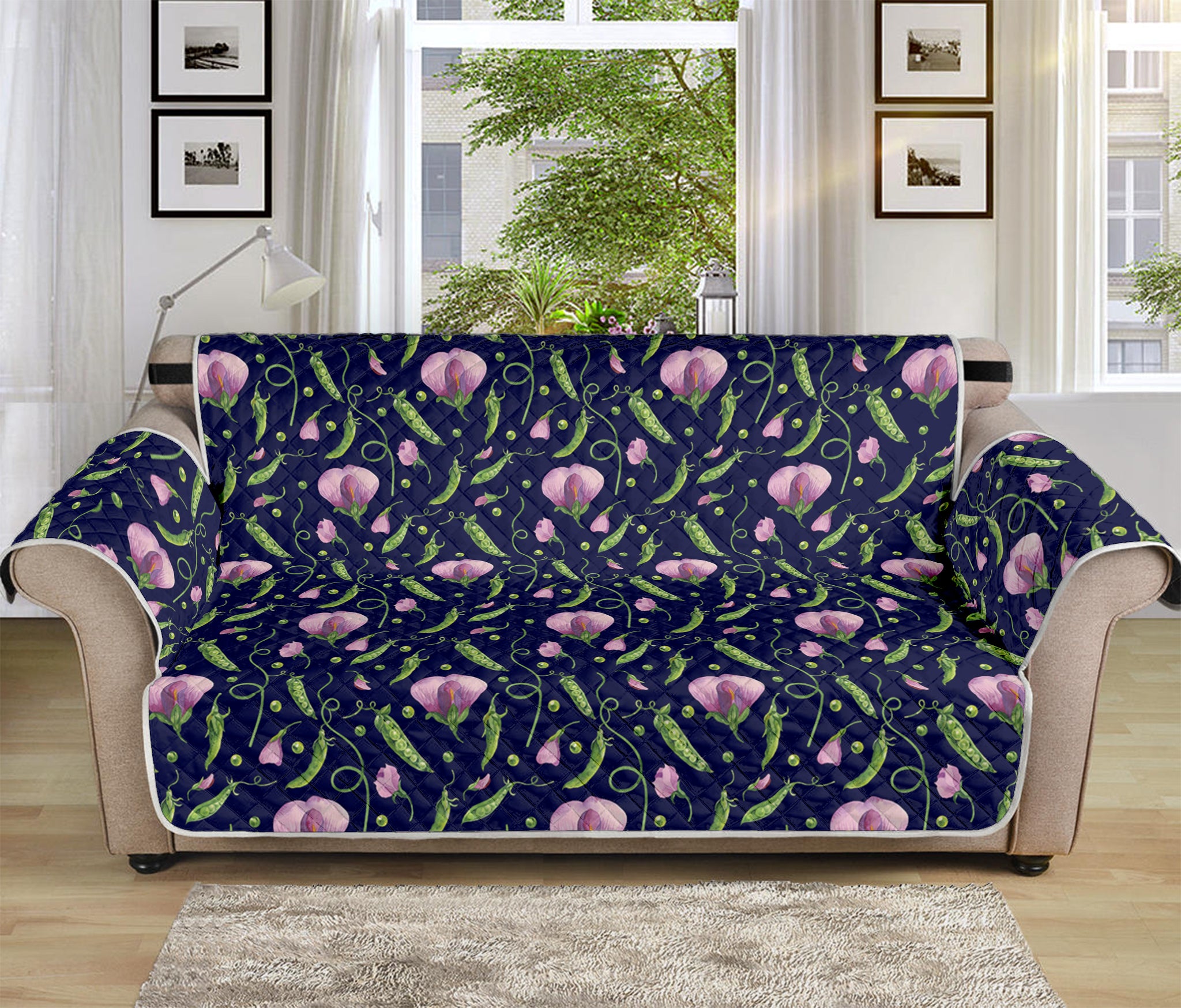 Sweet Pea Floral Pattern Print Sofa Protector