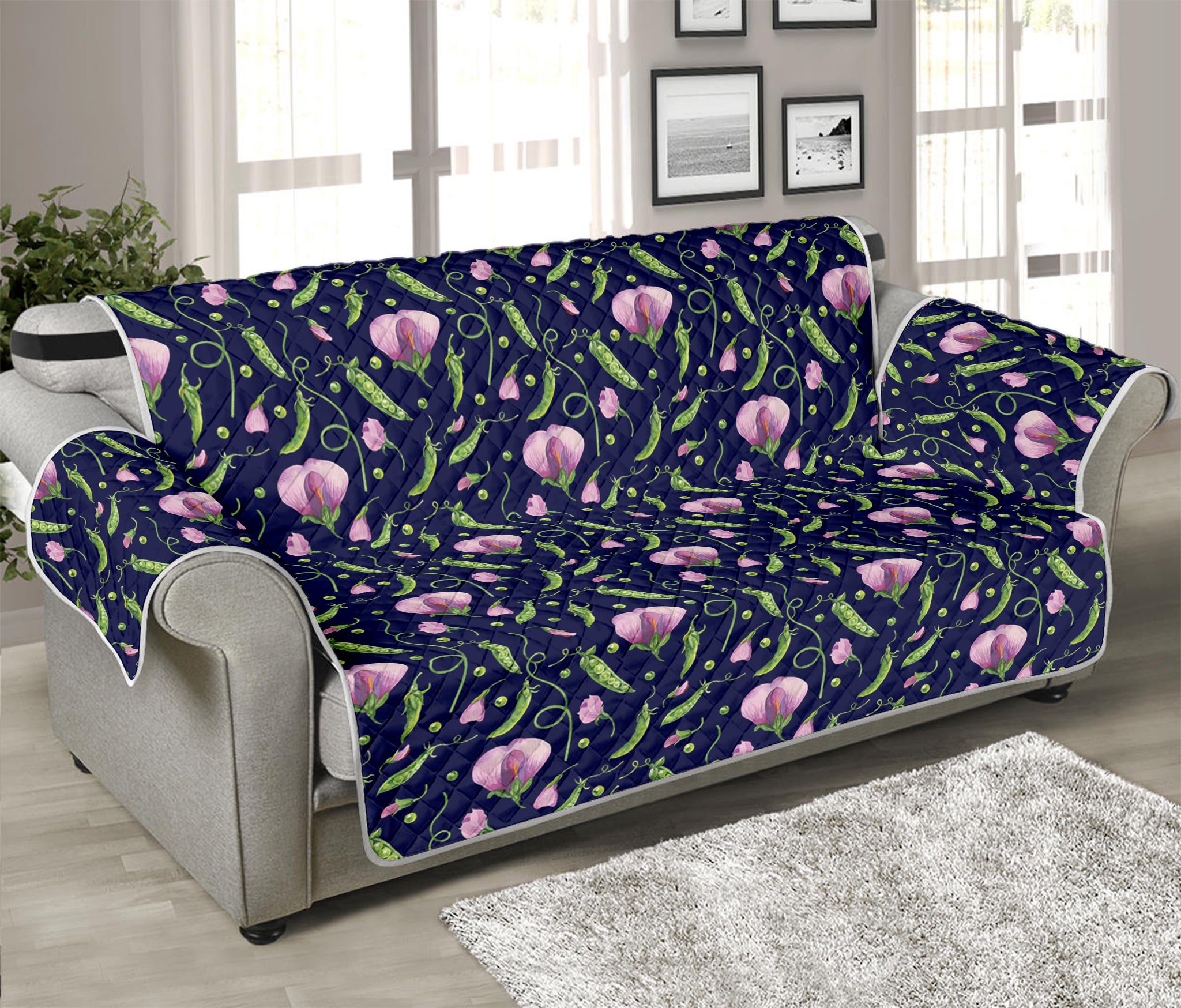 Sweet Pea Floral Pattern Print Sofa Protector