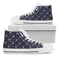 Sweet Pea Floral Pattern Print White High Top Sneakers