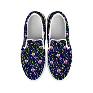 Sweet Pea Floral Pattern Print White Slip On Shoes