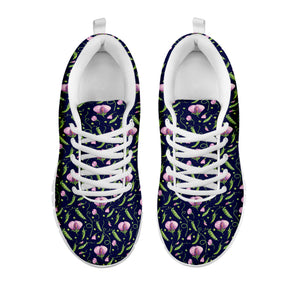 Sweet Pea Floral Pattern Print White Sneakers