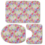 Sweet Pea Flower Pattern Print 3 Piece Bath Mat Set