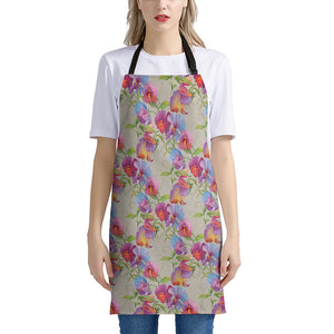 Sweet Pea Flower Pattern Print Apron