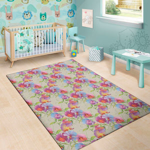 Sweet Pea Flower Pattern Print Area Rug