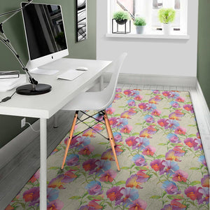 Sweet Pea Flower Pattern Print Area Rug