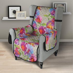 Sweet Pea Flower Pattern Print Armchair Protector